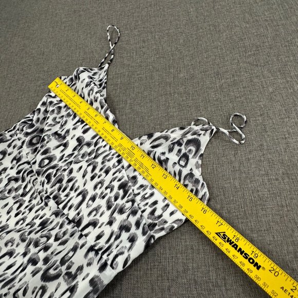 Sundown Mini Dress Lightweight Leopard Print Ruffled Slit V-Neck Spaghetti Strap - Picture 11 of 15
